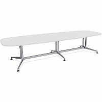 SpecialT Special-T ZIA Series Conference Tables Collection Elipse Top - Powder Coated Double Column Base x 10 ft Table Top Width x 48" Table Top Depth - 29" Height - Conference Room, Meeting - Assembly Required - White - High Pressure Lamina (ZCON59MSDW2)