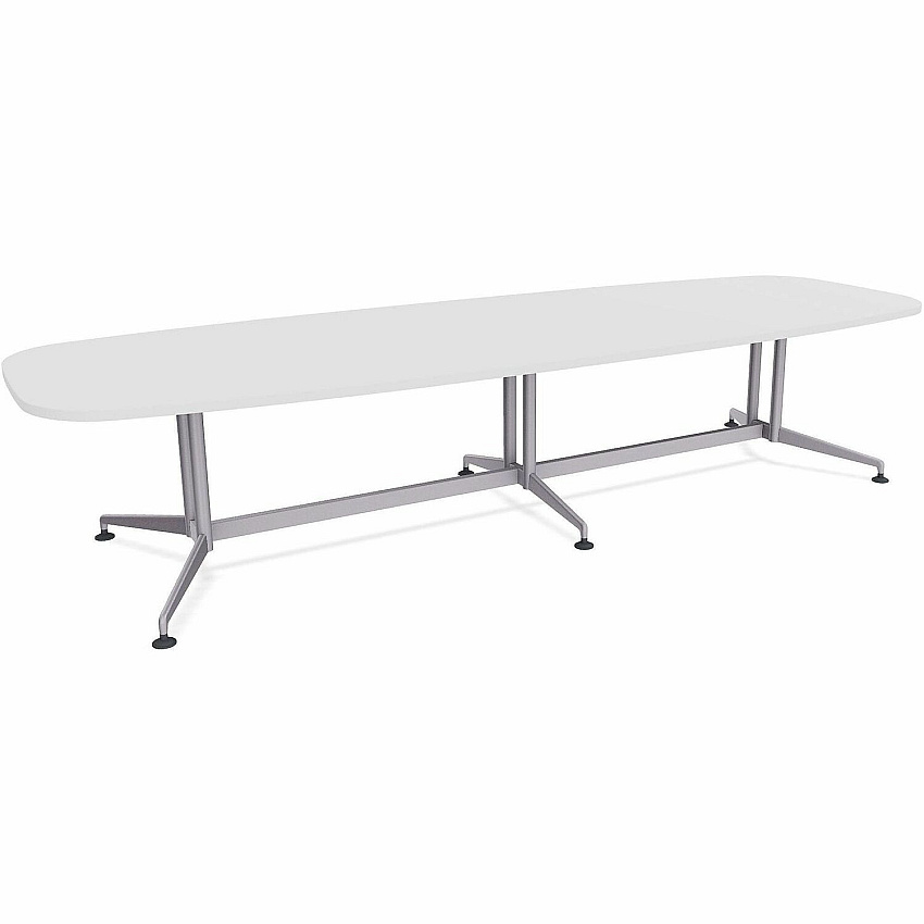 SpecialT Special-T ZIA Series Conference Tables Collection Elipse Top - Powder Coated Double Column Base x 10 ft Table Top Width x 48" Table Top Depth - 29" Height - Conference Room, Meeting - Assembly Required - White - High Pressure Lamina (ZCON59MSDW2)
