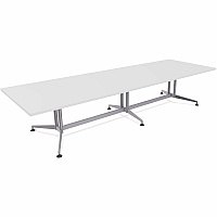 SpecialT Special-T ZIA Series Conference Tables Collection Rectangle Top - Powder Coated Double Column Base x 12 ft Table Top Width x 48" Table Top Depth - 29" Height - Conference Room, Meeting - Assembly Required - White - High Pressure Lam (ZCON61MSDW2)