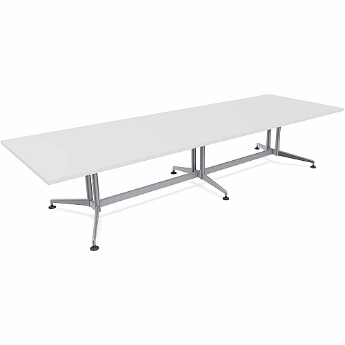 SpecialT Special-T ZIA Series Conference Tables Collection Rectangle Top - Powder Coated Double Column Base x 12 ft Table Top Width x 48" Table Top Depth - 29" Height - Conference Room, Meeting - Assembly Required - White - High Pressure Lam (ZCON61MSDW2)