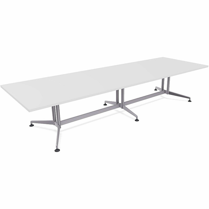 SpecialT Special-T ZIA Series Conference Tables Collection Rectangle Top - Powder Coated Double Column Base x 12 ft Table Top Width x 48" Table Top Depth - 29" Height - Conference Room, Meeting - Assembly Required - White - High Pressure Lam (ZCON61MSDW2)