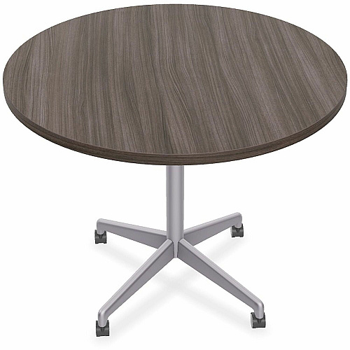 SpecialT Special-T ZIA Series Hospitality Tables Collection Round Top - Powder Coated X-shaped Base - Mid-Century Modern Style x 36" Table Top Diameter - 29" Height - Hospitality, Office - Assembly Required - Gray Driftwood - High Pressure L (ZIAH39MSGD6)