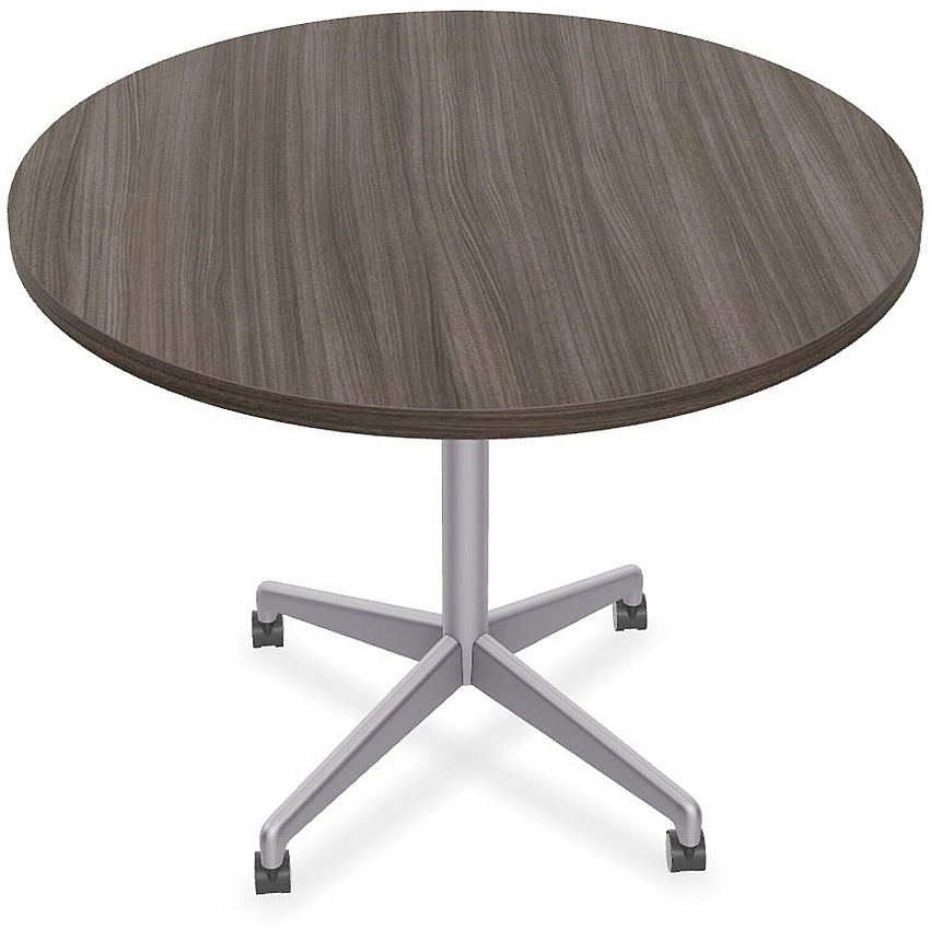 SpecialT Special-T ZIA Series Hospitality Tables Collection Round Top - Powder Coated X-shaped Base - Mid-Century Modern Style x 36" Table Top Diameter - 29" Height - Hospitality, Office - Assembly Required - Gray Driftwood - High Pressure L (ZIAH39MSGD6)
