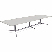 SpecialT Special-T ZIA Series Conference Tables Collection Rectangle Top - Powder Coated Double Column Base x 10 ft Table Top Width x 48" Table Top Depth - 29" Height - Conference Room, Meeting - Assembly Required - Gray - High Pressure Lami (ZCON58MSGR2)