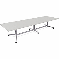 SpecialT Special-T ZIA Series Conference Tables Collection Rectangle Top - Powder Coated Double Column Base x 12 ft Table Top Width x 48" Table Top Depth - 29" Height - Conference Room, Meeting - Assembly Required - Gray - High Pressure Lami (ZCON61MSGR2)