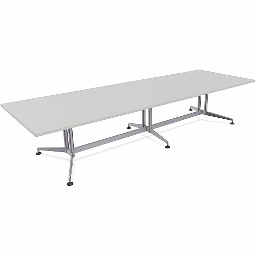 SpecialT Special-T ZIA Series Conference Tables Collection Rectangle Top - Powder Coated Double Column Base x 12 ft Table Top Width x 48" Table Top Depth - 29" Height - Conference Room, Meeting - Assembly Required - Gray - High Pressure Lami (ZCON61MSGR2)
