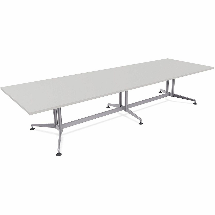 SpecialT Special-T ZIA Series Conference Tables Collection Rectangle Top - Powder Coated Double Column Base x 12 ft Table Top Width x 48" Table Top Depth - 29" Height - Conference Room, Meeting - Assembly Required - Gray - High Pressure Lami (ZCON61MSGR2)