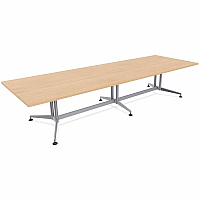 SpecialT Special-T ZIA Series Conference Tables Collection Rectangle Top - Powder Coated Double Column Base x 12 ft Table Top Width x 48" Table Top Depth - 29" Height - Conference Room, Meeting - Assembly Required - Kensington Maple - High P (ZCON61MSKM2)