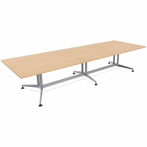 SpecialT Special-T ZIA Series Conference Tables Collection Rectangle Top - Powder Coated Double Column Base x 12 ft Table Top Width x 48" Table Top Depth - 29" Height - Conference Room, Meeting - Assembly Required - Kensington Maple - High P (ZCON61MSKM2)