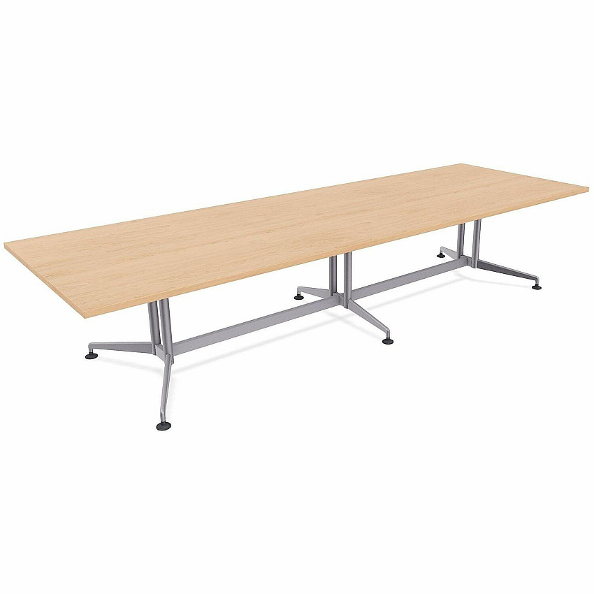 SpecialT Special-T ZIA Series Conference Tables Collection Rectangle Top - Powder Coated Double Column Base x 12 ft Table Top Width x 48" Table Top Depth - 29" Height - Conference Room, Meeting - Assembly Required - Kensington Maple - High P (ZCON61MSKM2)