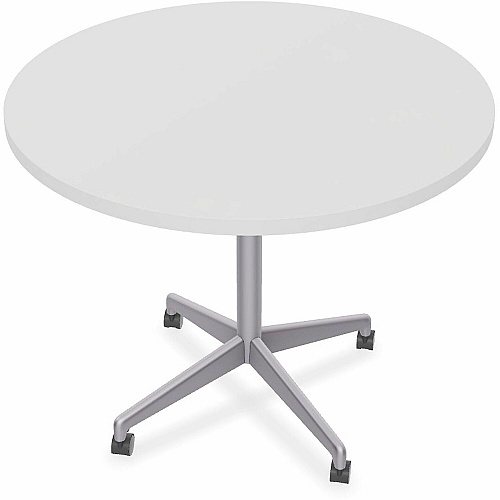 SpecialT Special-T ZIA Series Hospitality Tables Collection Round Top - Powder Coated X-shaped Base - Mid-Century Modern Style x 36" Table Top Diameter - 29" Height - Hospitality, Office - Assembly Required - White - High Pressure Laminate ( (ZIAH39MSWH6)