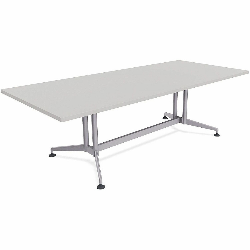 SpecialT Special-T ZIA Series Conference Tables Collection Rectangle Top - Powder Coated Double Column Base x 96" Table Top Width x 48" Table Top Depth - 29" Height - Conference Room, Meeting - Assembly Required - Gray - High Pressure Lamina (ZCON55MSGR2)