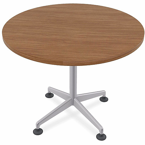 SpecialT Special-T ZIA Series Hospitality Tables Collection Round Top - Powder Coated X-shaped Base - Mid-Century Modern Style x 42" Table Top Diameter - 29" Height - Hospitality, Office - Assembly Required - Walnut - High Pressure Laminate  (ZIAH02MSWA8)