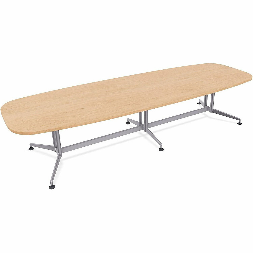 SpecialT Special-T ZIA Series Conference Tables Collection Elipse Top - Powder Coated Double Column Base x 12 ft Table Top Width x 48" Table Top Depth - 29" Height - Conference Room, Meeting - Assembly Required - Kensington Maple - High Pres (ZCON62MSKM2)