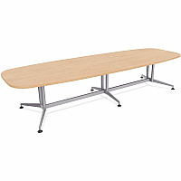 SpecialT Special-T ZIA Series Conference Tables Collection Elipse Top - Powder Coated Double Column Base x 10 ft Table Top Width x 48" Table Top Depth - 29" Height - Conference Room, Meeting - Assembly Required - Kensington Maple - High Pres (ZCON59MSKM2)