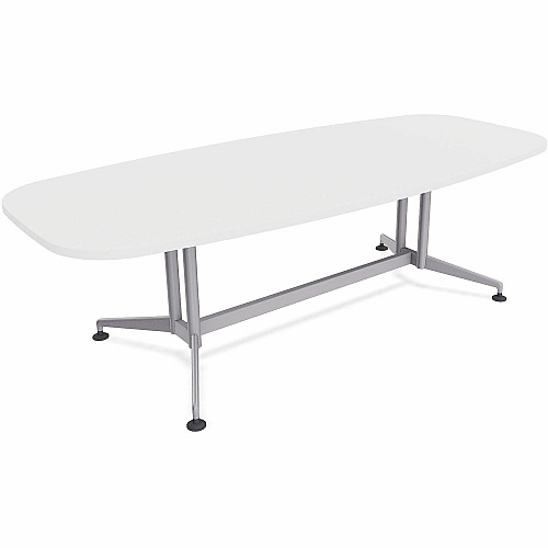 SpecialT Special-T ZIA Series Conference Tables Collection Elipse Top - Powder Coated Double Column Base x 96" Table Top Width x 48" Table Top Depth - 29" Height - Conference Room, Meeting - Assembly Required - White - High Pressure Laminate (ZCON56MSDW2)