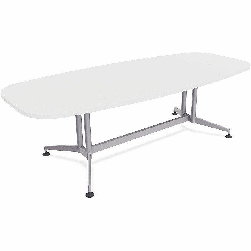 SpecialT Special-T ZIA Series Conference Tables Collection Elipse Top - Powder Coated Double Column Base x 96" Table Top Width x 48" Table Top Depth - 29" Height - Conference Room, Meeting - Assembly Required - White - High Pressure Laminate (ZCON56MSDW2)