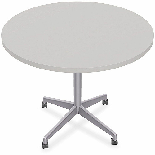 SpecialT Special-T ZIA Series Hospitality Tables Collection Round Top - Powder Coated X-shaped Base - Mid-Century Modern Style x 36" Table Top Diameter - 29" Height - Hospitality, Office - Assembly Required - Gray - High Pressure Laminate (H (ZIAH39MSGR6)