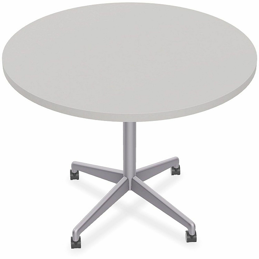 SpecialT Special-T ZIA Series Hospitality Tables Collection Round Top - Powder Coated X-shaped Base - Mid-Century Modern Style x 36" Table Top Diameter - 29" Height - Hospitality, Office - Assembly Required - Gray - High Pressure Laminate (H (ZIAH39MSGR6)