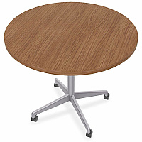 SpecialT Special-T ZIA Series Hospitality Tables Collection Round Top - Powder Coated X-shaped Base - Mid-Century Modern Style x 36" Table Top Diameter - 29" Height - Hospitality, Office - Assembly Required - Walnut - High Pressure Laminate  (ZIAH39MSWA6)