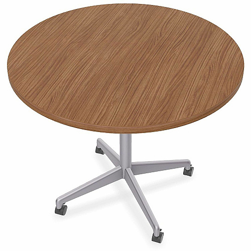 SpecialT Special-T ZIA Series Hospitality Tables Collection Round Top - Powder Coated X-shaped Base - Mid-Century Modern Style x 36" Table Top Diameter - 29" Height - Hospitality, Office - Assembly Required - Walnut - High Pressure Laminate  (ZIAH39MSWA6)