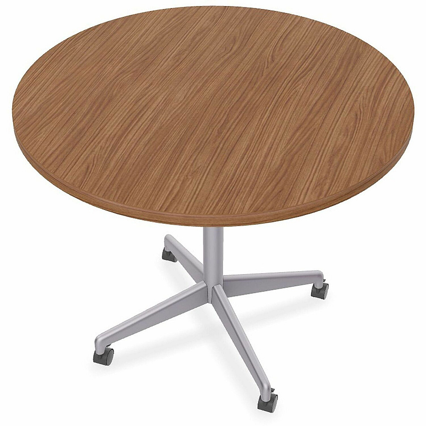 SpecialT Special-T ZIA Series Hospitality Tables Collection Round Top - Powder Coated X-shaped Base - Mid-Century Modern Style x 36" Table Top Diameter - 29" Height - Hospitality, Office - Assembly Required - Walnut - High Pressure Laminate  (ZIAH39MSWA6)