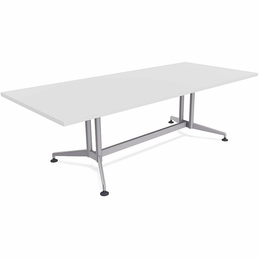 SpecialT Special-T ZIA Series Conference Tables Collection Rectangle Top - Powder Coated Double Column Base x 96" Table Top Width x 48" Table Top Depth - 29" Height - Conference Room, Meeting - Assembly Required - White - High Pressure Lamin (ZCON55MSDW2)