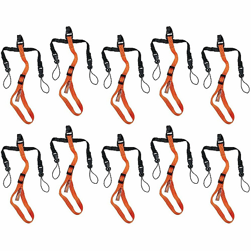 Ergodyne Squids 3140 Barcode Scanner Lanyard Adjustable Attachments (10-Pack) Adjustable - Regular - Buckle Attachment - Black, Orange - 10 Pack (19173)