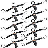 Ergodyne Squids 3141 Barcode Scanner Lanyard - D-Ring and Clip Attachments (10-Pack) D Ring Attachment - Black - 10 Pack (19199)