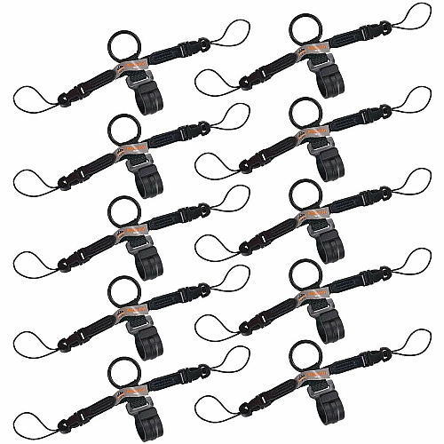 Ergodyne Squids 3141 Barcode Scanner Lanyard - D-Ring and Clip Attachments (10-Pack) D Ring Attachment - Black - 10 Pack (19199)