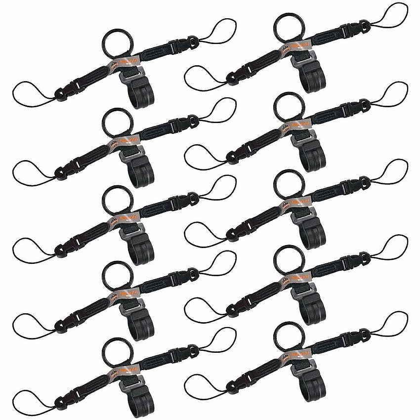 Ergodyne Squids 3141 Barcode Scanner Lanyard - D-Ring and Clip Attachments (10-Pack) D Ring Attachment - Black - 10 Pack (19199)