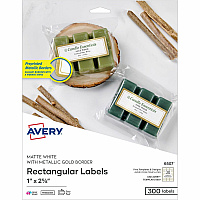 Avery Matte White Labels With Gold Borders (06507)