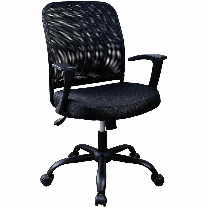 NuSparc Soho Mesh-Back Task Chair with Fixed Arms Fabric Seat Material - Mesh Back Material - Metal Frame Material - Black - Armrest - 1 Each (FCH302MFFBK)