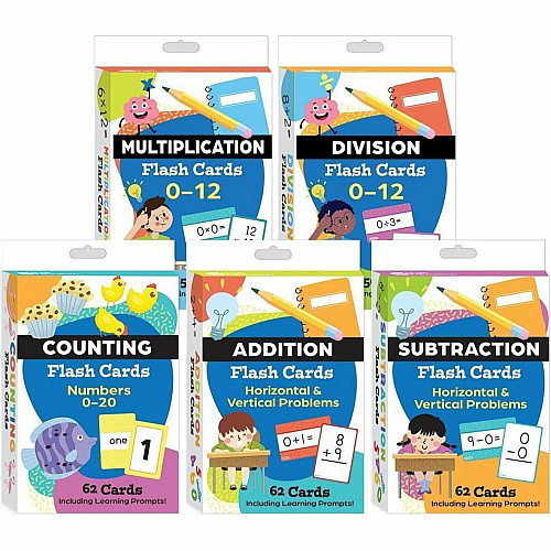 Shell Education Teacher Created Materials Math Flash Cards Set Skill Learning: Multiplication, Counting, Addition, Subtraction, Division, Mathematics - 3-13 Year - 1 Each (161146)