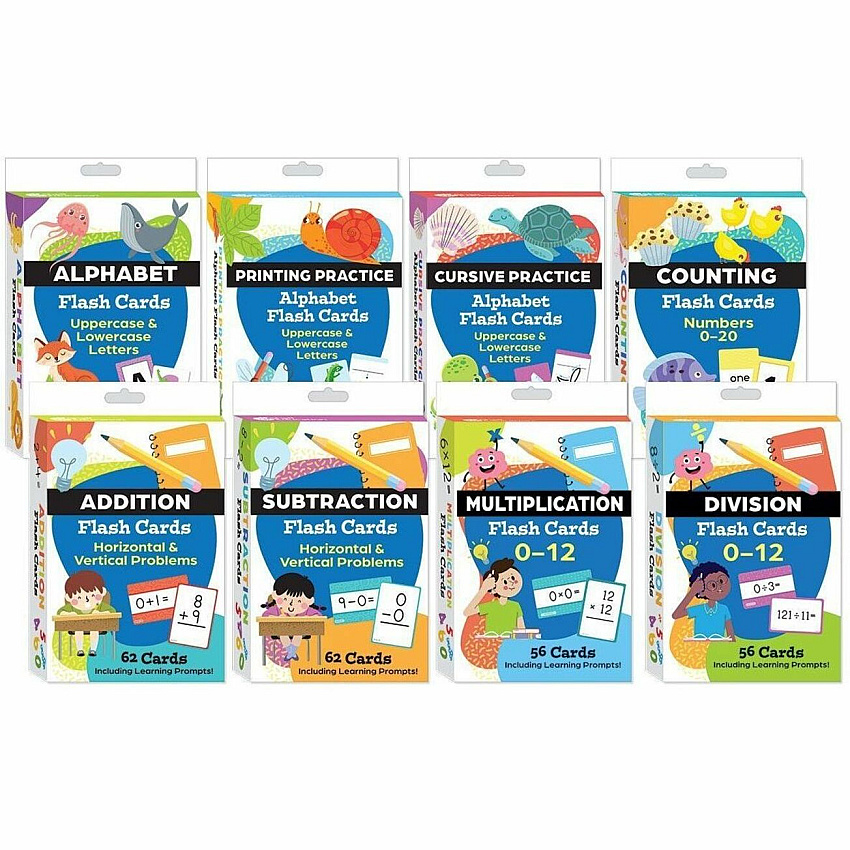 Shell Education Teacher Created Materials Math Alphabet & Literacy Flash Cards Set Theme/Subject: Fun - Skill Learning: Mathematics, Alphabet, Counting, Addition, Subtraction, Multiplication, Division, Uppercase Letters, Lowercase Letters - 3-11  (161147)