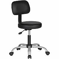 NuSparc Anti-Microbial PVC Stool with Seat Back Black - Polyvinyl Chloride (PVC) - 1 Each (FCH204VNBK)