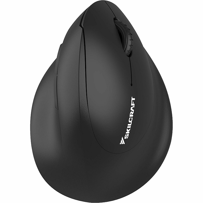 SKILCRAFT&reg; 2.40GHz and Bluetooth Wireless Vertical Computer Mouse Wireless - Bluetooth/Radio Frequency - 2.40 GHz - Black - USB - Scroll Wheel - 1 x AA Battery Supported - 1 Each (410773)