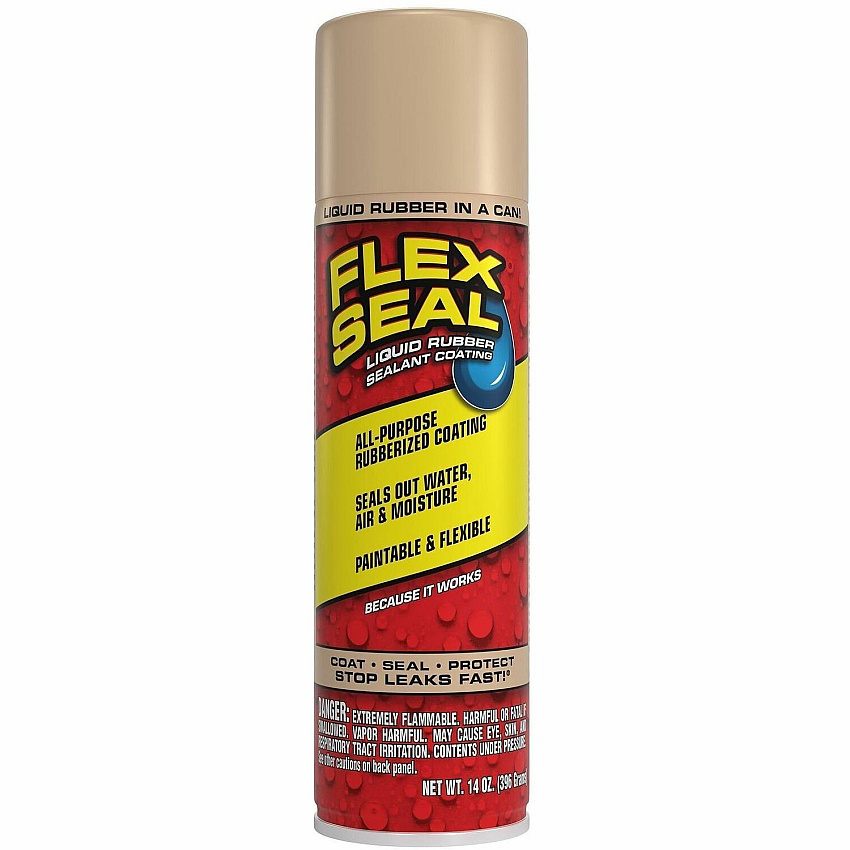 FLEX SEAL Liquid Rubber Sealant Coating Spray Synthetic Rubber - Almond - 0.87 lb - 1 - 6 / Carton (FSTANR20)