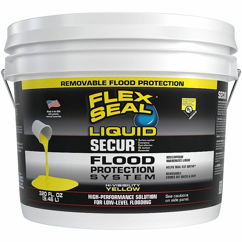 FLEX SEAL SECUR Low-Level Flood Protection Liquid Rubber Rubber - Yellow - 20 lb - 1 - 1 Carton (RLSYELR02)