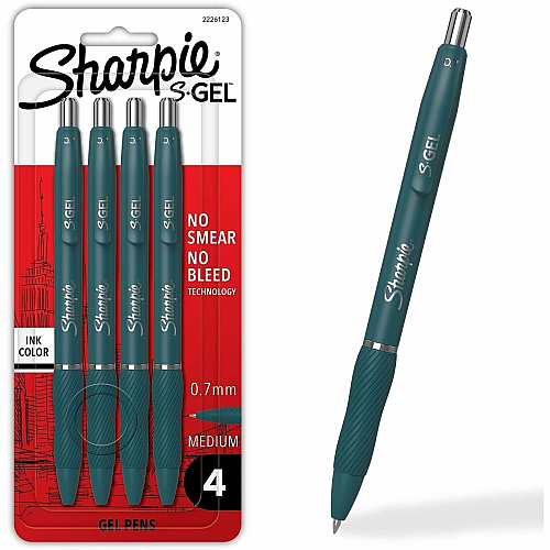 Sharpie S-Gel Gel Pen 0.7 mm Pen Point - Retractable - Black Ink - Gel-based - Green Barrel - Writing - 4 / Pack (2226123)