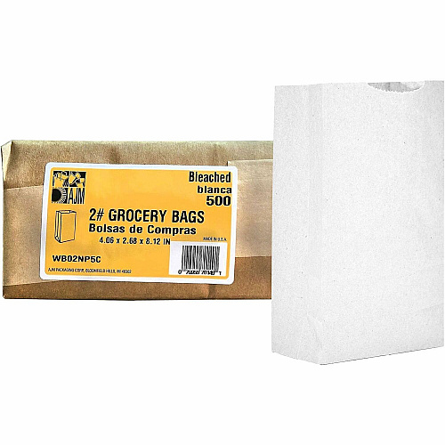 AJM #2 White Paper Grocery Bags (WB02NP5CES)