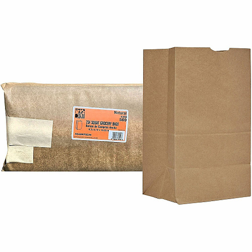 AJM #25 Squat Kraft Paper Grocery Bags (SQ40NP5C25ES)