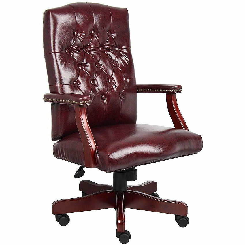 Boss Classic Caressoft Vinyl Chair Wood Frame Material - Oxblood - 1 Each (905BY)