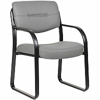 Boss Leather Sled-Base Side Chair Sled Base - Gray - 1 Each (9529GY)