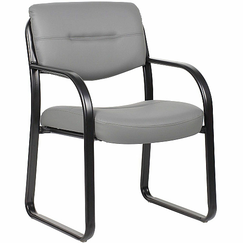 Boss Leather Sled-Base Side Chair Sled Base - Gray - 1 Each (9529GY)