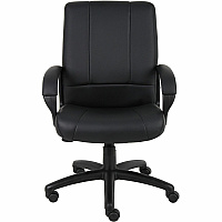 Boss Caressoftplus Vinyl Executive Mid Back Chair Mid Back - 5-star Base - Black - Fabric - Armrest - 1 Each (7906)