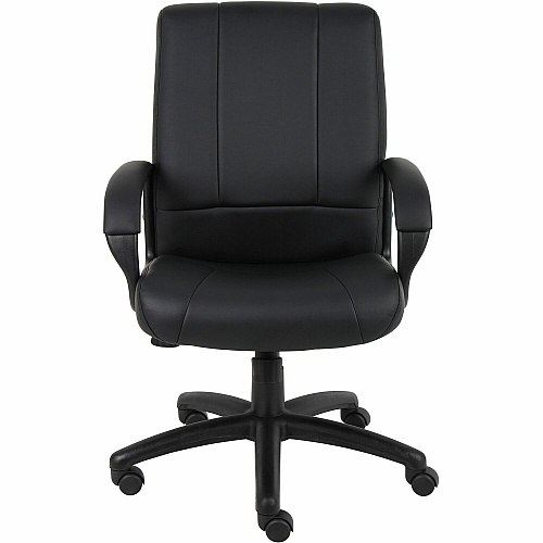 Boss Caressoftplus Vinyl Executive Mid Back Chair Mid Back - 5-star Base - Black - Fabric - Armrest - 1 Each (7906)