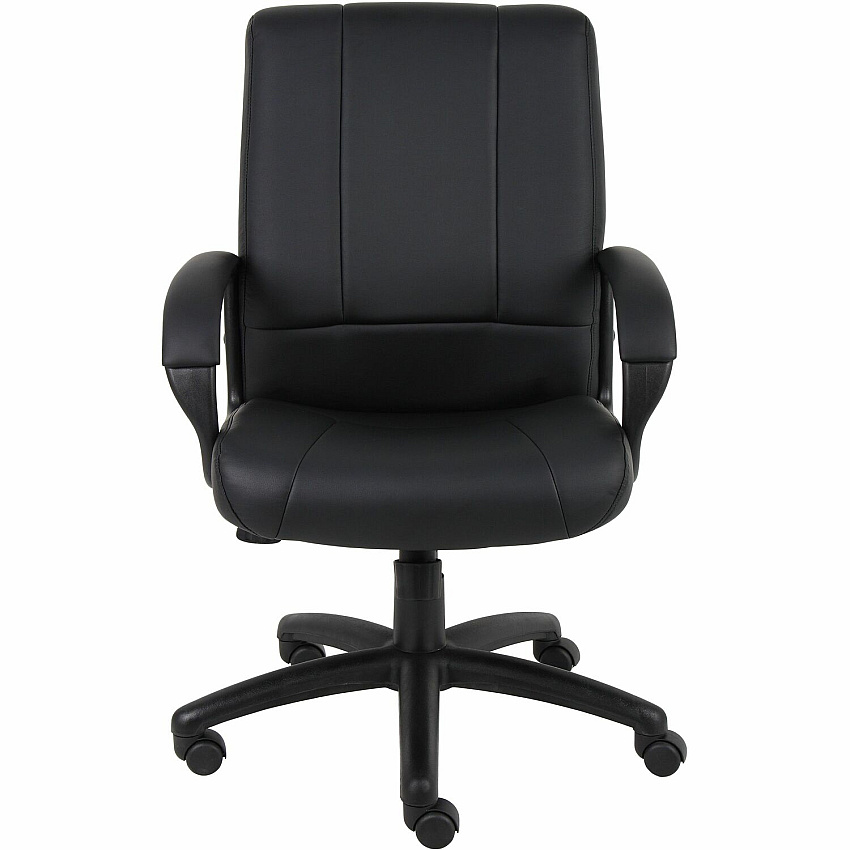 Boss Caressoftplus Vinyl Executive Mid Back Chair Mid Back - 5-star Base - Black - Fabric - Armrest - 1 Each (7906)