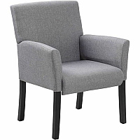 Boss Box Arm Guest, Accent or Dining Chair W/Black Base Gray - Linen, Fabric - Armrest - 1 Each (659MG)
