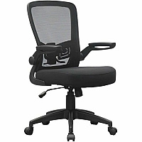 Boss Flip Arm Mesh Back Task Chair Black Seat Color - Foam, Fabric Seat Material - Black Back Color - Mesh Back Material - Black Frame Color - 5-star Base - Black - Mesh, Fabric - Armrest - 1 Each (6366BKBK)